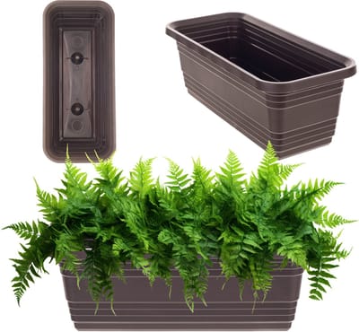KADAX Wamat, 40 cm, mokka, balkonpot van kunststof, weerbestendige plantenbak, bloempot, balustrade voor bloemen, kruiden en planten
