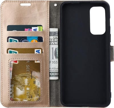 LuxeBass Boekhoesje geschikt voor Motorola Moto G10/G20/G30 - Goud - telefoonhoes - gsm hoes - telefoonhoesjes