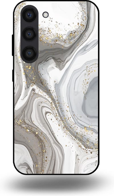 Smartphonica Telefoonhoesje geschikt voor Samsung Galaxy S23 met marmer opdruk - TPU backcover case marble design - Zilver geschikt voor Samsung Galaxy S23