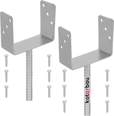 KOTARBAU® 2 st Paalhouder Beton, Verzinkt Staal, 161 mm, Zilver, Paaldrager in Beton Storten, Betonanker voor Houten Palen, Paalhouder Schutting Beton