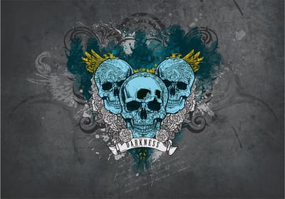 Fotobehangkoning - Behang - Vliesbehang - Fotobehang Skulls - Schedels - Skull - Darkness III - 150 x 105 cm