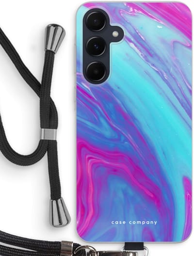 Case Company® - Hoesje met koord geschikt voor Samsung Galaxy A55 hoesje met Koord - Zweverige regenboog - Telefoonhoesje met Zwart Koord - Bescherming aan alle Kanten en Over de Schermrand