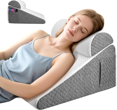 Ergonomisch Wedge Kussen voor Bed, Ondersteuning voor Rug en Benen, Perfect voor Terugvloei en Comfort tijdens het Slapen