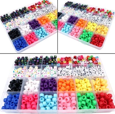 Kleurige alfabet letterkralen voor sieraden maken - 960 stuks acryl ponykralen met 10 elastische lijnen