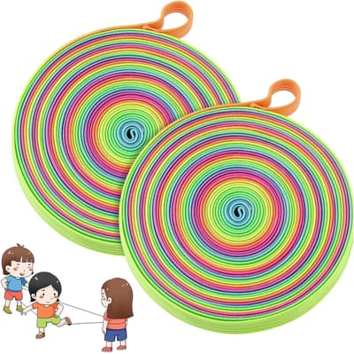Set van 2 Regenboog Springtouwen van 6m, Duurzaam en Flexibel voor Buiten Spelletjes, Perfect voor Kinderen en Speeltuinactiviteiten