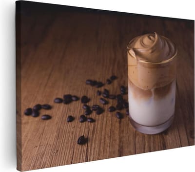 Artaza Canvas Schilderij Koffie Stilleven - 30x20 cm - Klein - Muurdecoratie Keuken - Wanddecoratie Koffiebonen - Kamer Accessoires Koken