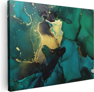 Artaza Canvas Schilderij Abstracte Kunst - 40x30 cm - Klein - Wanddecoratie Woonkamer - Muurdecoratie Goud - Kamer Accessoires
