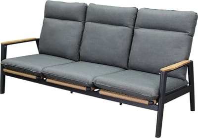 Alzano verstelbare 3-zitsbank aluminium teak antraciet