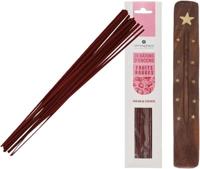Atmosphera Wierook stokjes in Fruit mix geur - pak van 60x stokjes - 25cm - met houder/plankje