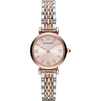 Emporio Armani AR11223 Roze wijzerplaat tweetonig dameshorloge