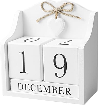 Houten Bureau Kalender - Houten Kalenderblokken - Dagen Bijhouden - Eenvoudige Datum Aanpassing - 15 x 12 x 7 cm