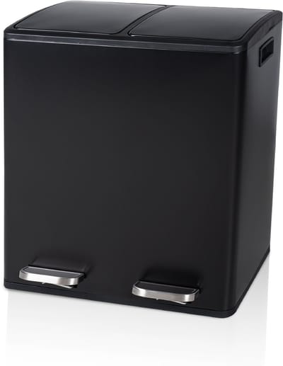 ADSafety Prullenbak – Afvalbak - Prullenbak 60 liter - Pedaalemmer – Vuilnisbak - Prullenbak 2 vakken - Prullenbak afvalscheiding – Afvalbak afvalscheiding - 2 Binnen emmers - Soft-Close - Zwart