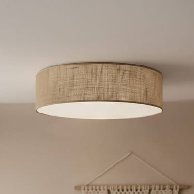 Milagro Lighting Plafondlamp Marshall, bruin, Ø 50 cm, metaal, rotan