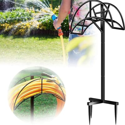 Vrijstaande Slanghouder - Slangopberger Tuin - Tuin Netjes Houden - Zelfdragende Stabiliteit - Tot 120 Voet Slang - Zwart
