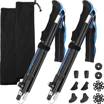 Wandelstokken Nordic Walking Stokken  - Walking stokken | Lichtgewicht Opvouwbare, Verstelbare wandelstokken met tas en toebehoren, premium kwaliteit.