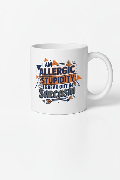 I am Allergic to Stupidity" Koffiemok - Grappige mok voor Sarcasmeliefhebbers