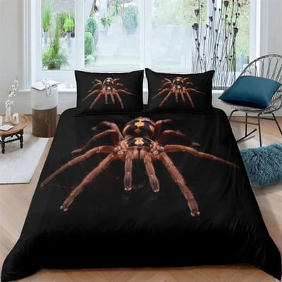 Tarantula Print Beddengoed 3D Print Zwart Bruin Spin Dekbedovertrek Set Insecten Thema Wit Dekbedovertrek Slaapkamer Decoratie Kinderen Volwassenen 135x200cm 2pcs