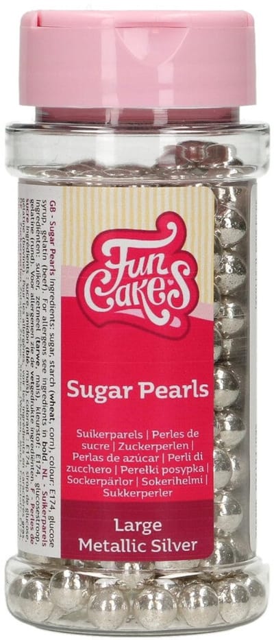FunCakes Suikerparels - Large - Metallic Zilver - 80g - Smaakstof voor Taarten - Eetbare Taartdecoratie
