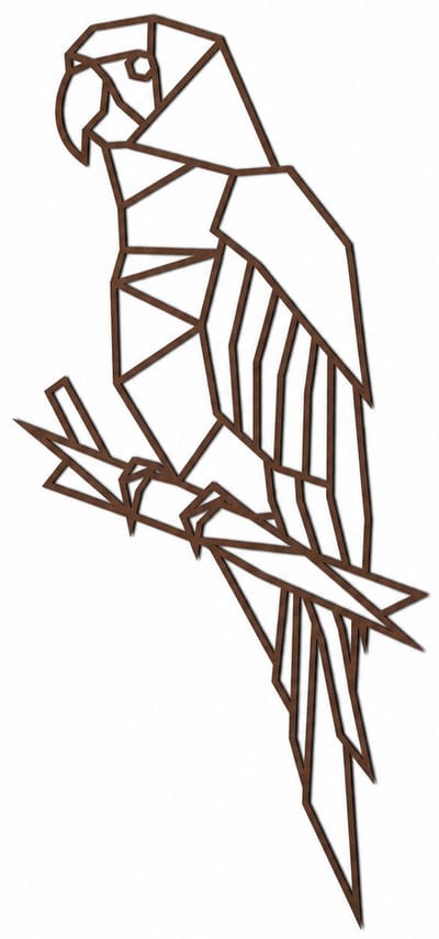 Houten wanddecoratie - Wooden wall decoration | Papegaai 26 x 58cm Parrot | Donker hout - Dark wood | Geometrische muurdecoratie - Geometric wall art - Vogels - Birds - Design Wandfiguur - Echt Hout - Real Wood