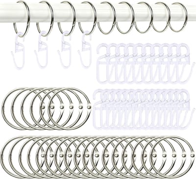 Dailygoods - Gordijnringen, 30 stuks, 38 mm gordijnringen met haken, geschikt voor gordijnen en douches, gordijnhaken voor ringen, gordijnringen voor alle soorten gordijnen (38 mm)