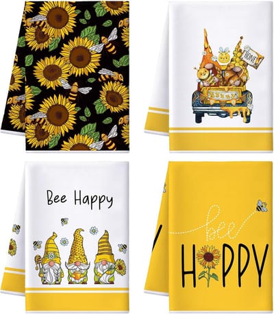 Keukenhanddoeken set - Theedoeken - Keuken schoonmaken - Zonnebloem design - 40 x 61 cm - Geel