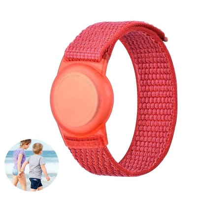 Consumerce® Nylon Armband Geschikt voor AirTag met Klittenband Sluiting – Rood - Kind Polsband – Kids GPS Horloge – Peuter – Tracker – Ouderen – Kinderhorloge – Kinderen – Volgsysteem – Trackers Armbanden