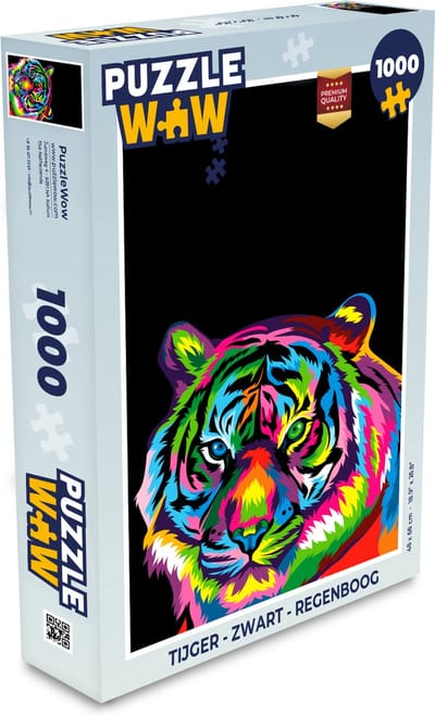 Puzzel Tijger - Zwart - Regenboog - Legpuzzel - Puzzel 1000 stukjes volwassenen
