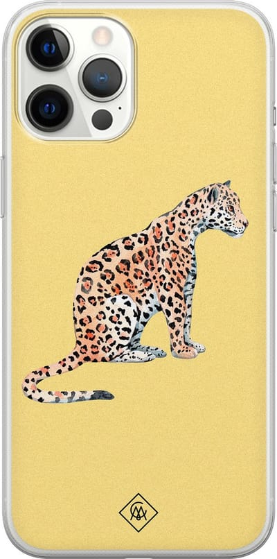 Casimoda® hoesje - Geschikt voor iPhone 12 Pro Max - Leo Wild - Siliconen/TPU telefoonhoesje - Backcover - Luipaard - Geel