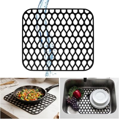 afdruipmat van 34x30 cm, beschermmat voor keuken en badkamer, op maat te snijden afdruipmat, beschermmat voor bestek, gootsteen en glaswerk, keukengootsteenbeschermer