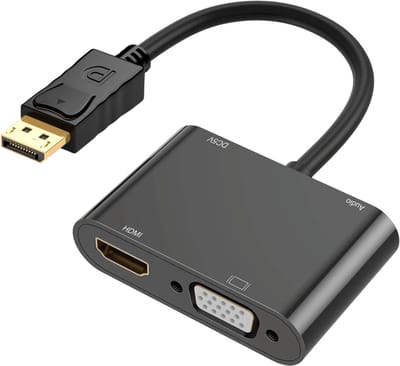 DisplayPort naar HDMI Adapter + VGA - HDMI Kabel - DisplayPort Verloopstuk - HDMI Poort - VGA Poort - Monitor Kabel - 4K Ultra HD 30Hz - 2 in 1 Adapter