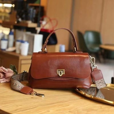 Echt Lederen Handtas voor Dames Nieuwe Retro Temperament OL Kantoor Dames Tas Brede Mode Multi-tas Enkel-schouder Crossbody Tas brown