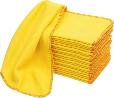 Grote Sterke Gele Stofdoeken voor Huishoudelijke Reiniging - 100% Katoen (35 x 45 cm, 12 Stuks)