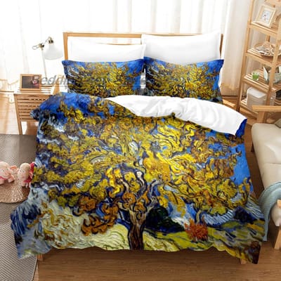 Collection de Linge de Lit Van Gogh Simple Jumeau Lit Simple Lit Double Lit Queen Size Lit King Size Collection de Housses de Couette Chambre d'Enfant Adulte Ensemble de Draps Classique Rétro 3D EU single(135x200cm)