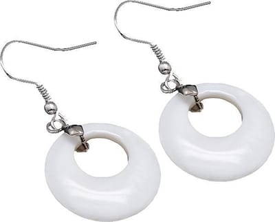 Parelmoeren oorbellen Ronly - oorhanger - parelmoer - wit - sterling zilver (929) - luxe sieraden zakje - witte oorbellen - oorbellen dames