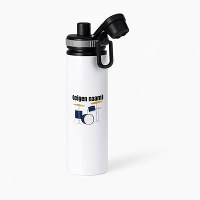Hacebo® - drumstel met eigen naam waterfles met draaidop grijs - Drummen - muziek liefhebbers - drummers - verjaardag - cadeau - kado - water fles - 850ML