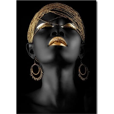 Afrikaanse Zwarte Vrouw Canvas Print Muurkunst Abstract Schilderij Canvas Schilderijen voor Muur en Huis