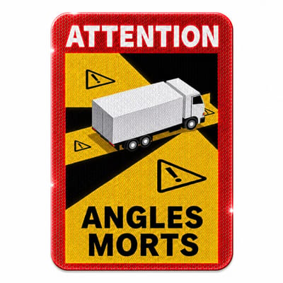 AutoXtreme Dode hoek Sticker Vrachtwagen – 17x25cm – Reflecterend – Permanent Zelfklevend – Conform Frans Art. R.313-32-1 – TÜV SÜD & E8 - Angles Morts Truck