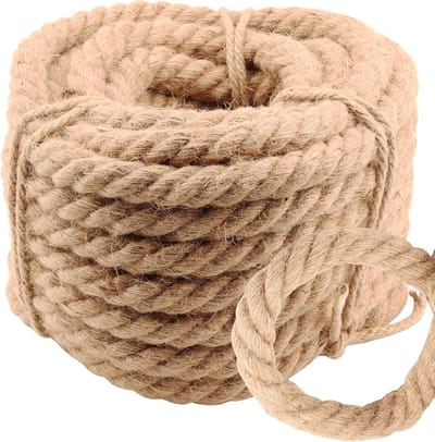 Dikke Gele Jute Touw van 10m, 26mm Natuurlijk Jute Touw voor Creatief Knutselen en Verpakkingen, Duurzaam en Sterk
