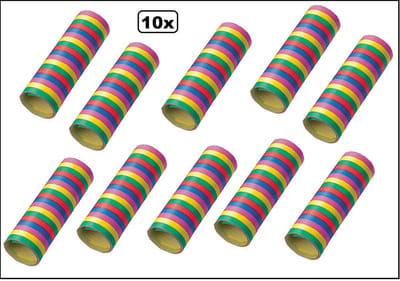 10x Papier rollen serpentines gekleurd