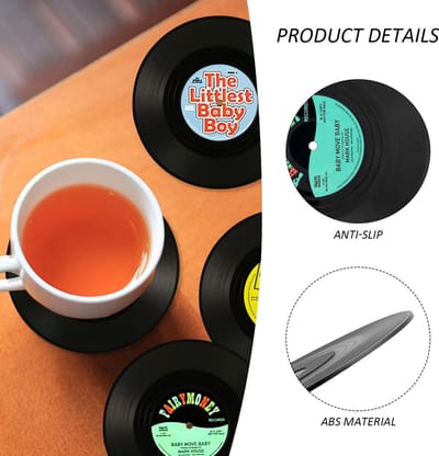 Dailygoods- Onderzetters 6 stuks - Zwarte Vinyl Onderzetters - Warmte-isolerende Antislipmatten - Kunststof Onderzetters - Tafelbescherming - 10,5 x 0,2 cm - Coaster