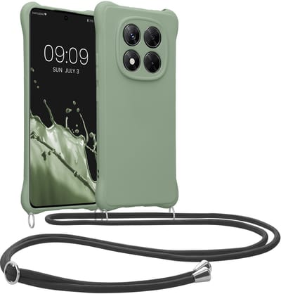 kwmobile telefoonhoesjegeschikt voor Xiaomi Redmi Note 14 Pro 4G - Hoesje van siliconen met telefoonkoord - In grijsgroen