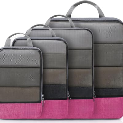 Famanu – 4-delige set compressie-inpakblokken - bagage-organizer-set - uitbreidbare kofferorganizer - inpakorganizers voor koffers - inpakblokken voor op reis of thuisopslag
