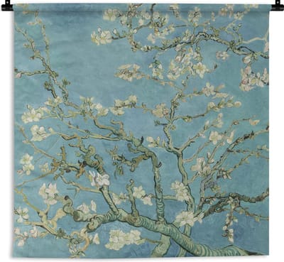 Wandkleed - Wanddoek - Van Gogh - Amandelbloesem - Oude meesters - Kunst - Vintage - 180x180 cm - Wandtapijt