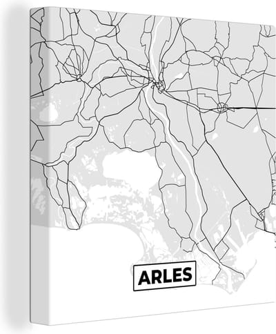 Canvas Schilderij Kaart – Stadskaart – Frankrijk - Arles - Plattegrond - 20x20 cm - Wanddecoratie