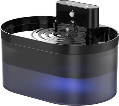 Draadloze kattenfontein - Huisdierfontein op batterijen - 2 liter automatische kattendrinkfontein - Oplaadbare drinkfontein - Voor binnenkatten - Met bewegingssensor - Zwart