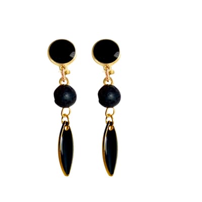 Clip oorbellen- zwart -lava- emaille- goudkleurig- charme bijoux