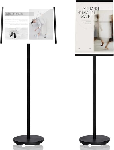 A3 Posterstand voor Presentaties, Zware Belasting, Klantenstopper, Reclameborden, Geschikt voor Portret- en Landschapsformaat, Zwart, Ideaal voor Evenementen en Winkels