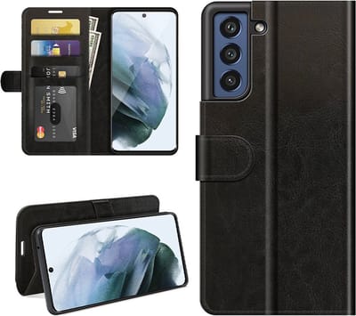 MobyDefend Hoesje - Geschikt voor Samsung Galaxy S21 FE - Wallet Book Case (Sluiting Achterkant) - Zwart