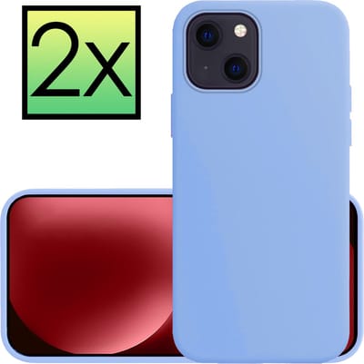 Hoesje - 2 Stuks - Geschikt voor Apple iPhone 15 - Sterk & Shockproof - Case Siliconen - Back Cover - Telefoon Hoes - Lichtblauw