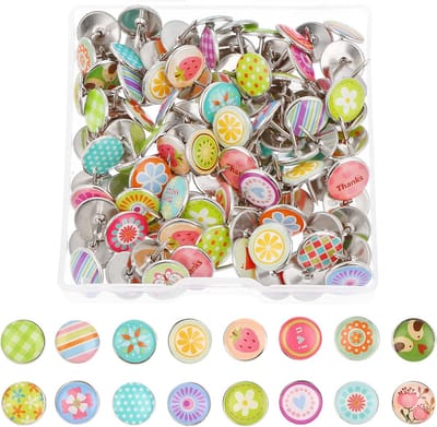 80 stuks decoratieve pushpins - metaal duimspijkers voor kurk en prikborden - stalen kaartspelden voor thuis en kantoor
